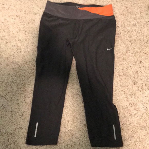 Nike crop leggings gray and orange waist - Picture 1 of 1